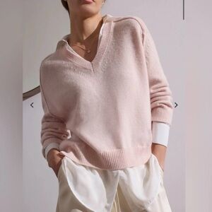Brochu Walker Pink White The Looker Wool Cashmere Sweater Size Small